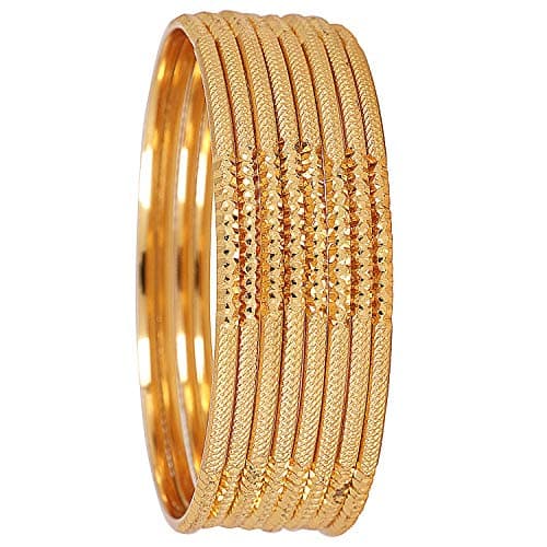 Shining Diva Fashion Set Of 8 Latest Traditional Design One Gram Gold Plated Bangle for Women (Golden) (11712b_2.6) 5