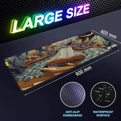 Ant Esports Golden Dragon Unique Mouse Pad Gaming Mouse Pad Extended Mouse Mat for Mouse Keyboard with Stitched Edges Waterproof Non-Slip Base Mousepads for Office Home Shop Gaming Extra Large_Gold 5