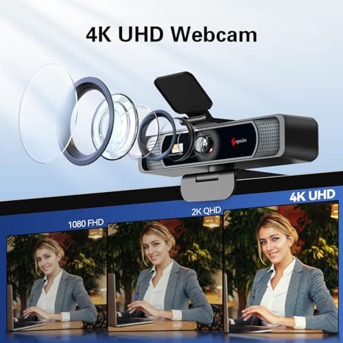 Angetube Wide Angle 4K Webcam for PC - 120° FOV, PDAF Autofocus, 2 Noise-Cancelling Mics, 1080P@60FPS, Auto Light Correction, USB-A/C, Privacy Cover, Video Conference Camera for Mac Laptop and Desktop 2