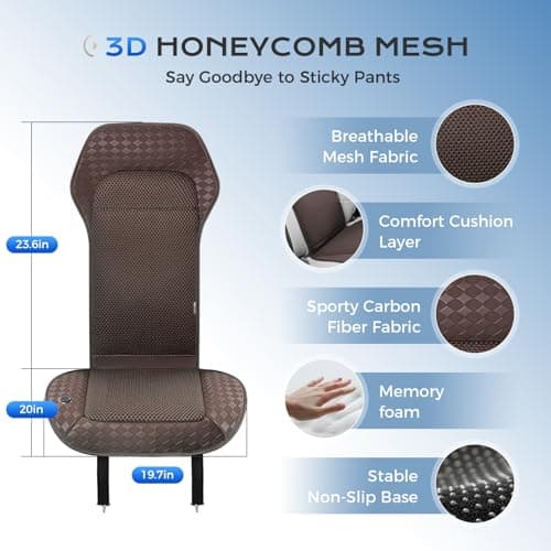 Coverado Summer Cooling Car Seat Cushion, 12V-24V Dual Blowing & Suction Ventilated Pad with 8 Turbo Fans, 3-Speed Adjustable Universal Fit for Hot Weather Car, SUV, Truck & Van-Brown 4