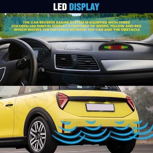 KINGSWAY® Car Reverse Parking Sensor with LED Display Compatible with Maruti Suzuki Alto K10 (Year 2010 to 2014), Auto Object Detection Radar System with Ultrasonic Sensor Kit in Black Color 4