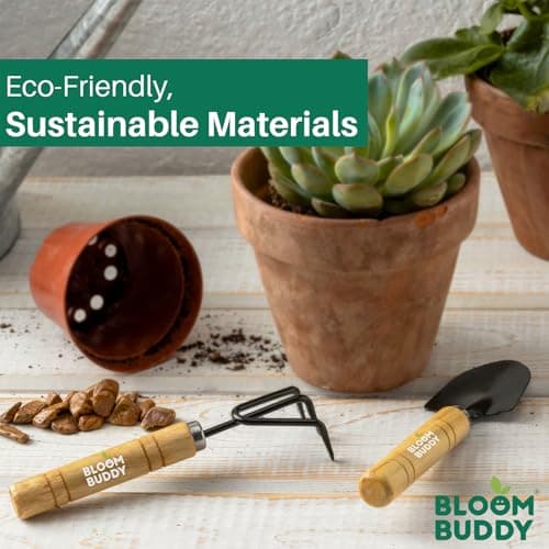 Bloombuddy Mini Gardening Tools Kit (7-inch) – Hand Cultivator, Trowel & Transplanter | Ideal for Home Garden, Bonsai, Succulents & Indoor Plants 4