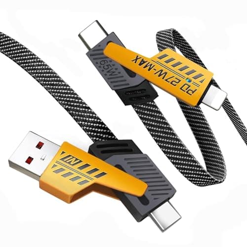 MACLEN 4 in 1 Charging Cable Fast Charging 65W, USB C Cable 4-in-1 Multi Charging Cable with E-Mark Chip, Multiple iPhone Charger Cord for iPhone 16/15/14/13 Series and More(4FT) (1 Pack)