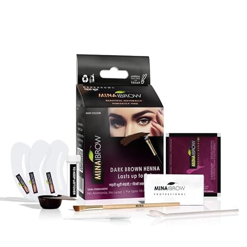 MinaiBrow Henna-Based Eyebrow Colour | Eyebrow Pencil Alternative for Smudge Proof Brows | Easy Application | Even Coverage | Long-Lasting Colour That Stays Up to 7 Days (Dark Brown, 1G)