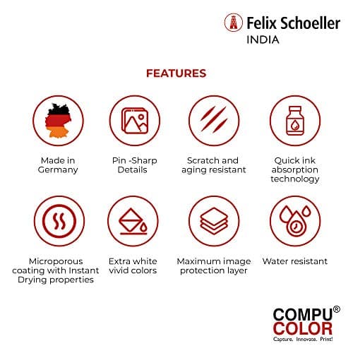 COMPUCOLOR - Ultra Lustre Photo Paper 250 GSM (A4 size, 20 Sheets, Pack of 1) | Resin Coated | For all Inkjet Printers | Water Proof, Scratch Resistant, Instant Dry, Long Lasting, Vibrant Color 5