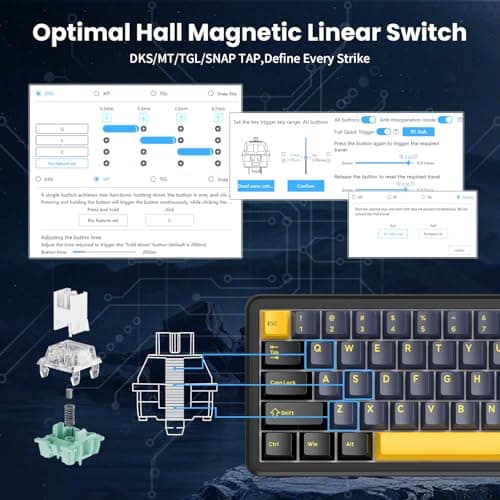 ATTACK SHARK X65 HE Rapid Trigger Compact 60% Wired Gaming Keyboard,Hall Effect Magnetic Switch Keyboard,Adjustable Actuation,8KHz Polling Rate,PBT Keycap RGB Backlit with Coiled Cable-Star Black 5