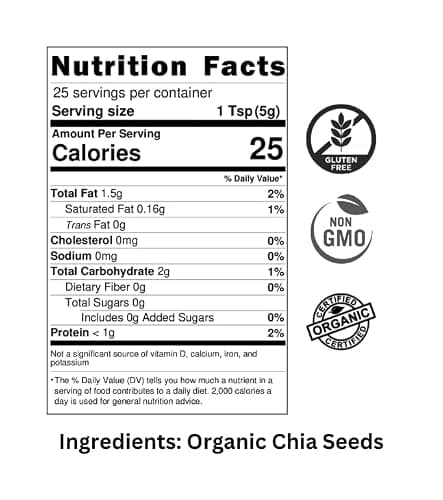 Nu Organics Black Chia Seeds – 250g, Nutrient-Packed Superfood | Organic, Non-GMO, Gluten-Free | Rich in Omega-3, Fiber & Protein for Smoothies, Puddings, and Baking 5