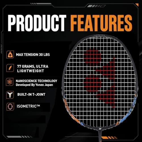 Yonex Nanoray Light 18i Graphite Badminton Racquet With Free Full Cover (77 Grams, 30 Lbs Tension, Black) 5