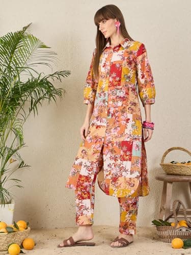 INDO ERA Women Multi Pure Cotton Co-Ord Set | Kurta Pant Set for Casual Wear,IESTR11881M | Co Ord Set For Women Stylish | 5