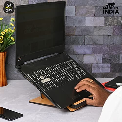 GKD Portable Laptop Stand Compatible with MacBook Apple dell xps hp Lenovo asus Premium Laptop Stand Wooden for Desk Ergonomic Sturdy Lightweight Friendship Gifts Gifts (Bamboo ecofriendly) 5