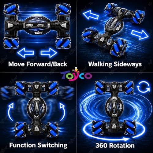 toyco® Remote Control Car Toy for Kids 6-12 Years | Made in India | 4x4 Drift RC Car 360° Stunt Rotation | Double Sided Driving | USB Type-C Rechargeable | RGB LED Lights | Birthday Gift Boys Girls 2