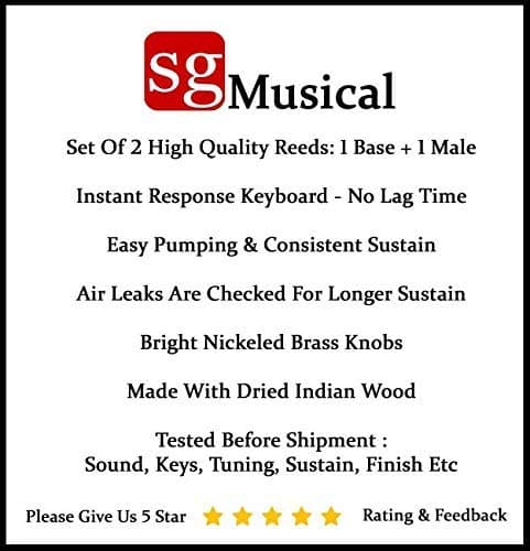 Double Bellow Harmonium, 39 Keys, octave, 7 Stopper, Bhoora Color, Pack of 1 2