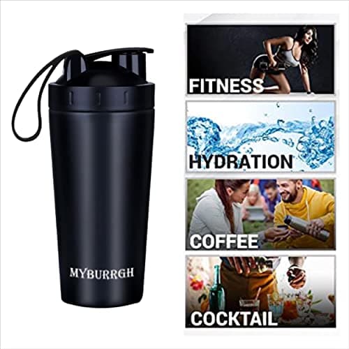 MYBURRGH ® VISIBLE WINDOW BPA FREE Protein Shaker Bottle, Gym Shaker Steel Shaker Bottle Gym Shaker Bottle Shaker Bottles For Protein Shake Gym Protein Shaker Bottle (Matte Black 950 ML) 4