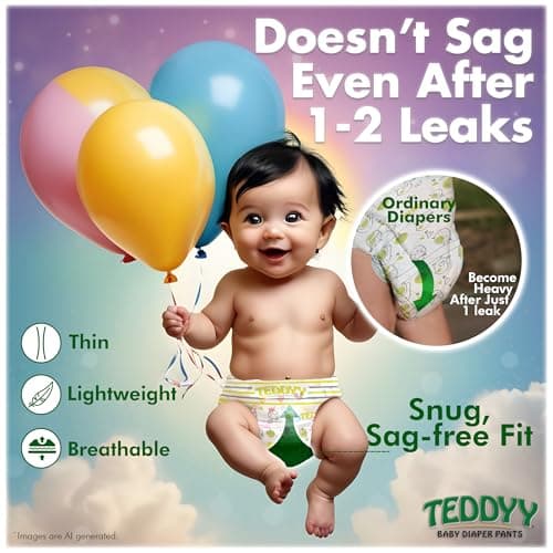 TEDDYY Easy Baby L Size Diaper Pant Style | 62 Count (Large) | 9–14 kg (Pack of 1) | Long Protection Hours | Anti-Bacterial | Airy Breathable Fit | Rapid Soaker Channels & Wetness Indicator 2
