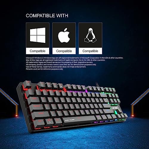 Ant Esports Gaming Keyboard MK1000 TKL Mechanical Multicolor LED Backlit Wired -Black with Outemu RED Switch 4