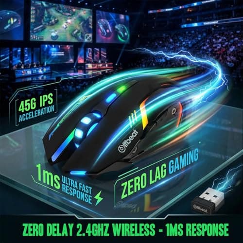 Offbeat RIPJAW 2.4Ghz Rechargeable Wireless Gaming Mouse, Silent Click Buttons Mouse - 7D Buttons, DPI : 1600,2400,3200, Mice for PC/Laptop/Smart TV/Mac(Light Weight) 4