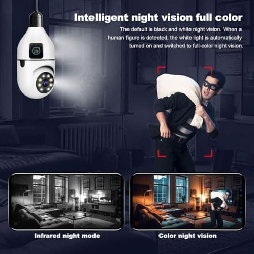 Maizic Smarthome Supercam 5MP UHD Wi-Fi Outdoor CCTV Camera for Home with Color Night Vision, Motion Tracking, Two Way Talk and Multi Users View, 2 Years Warranty (S-WiFi Dual Lens Bulb Camera) 5