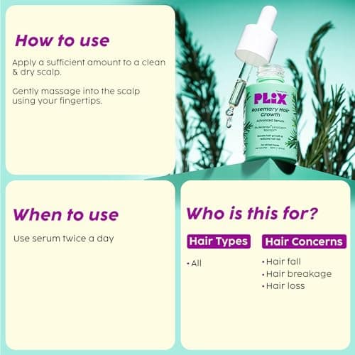 Plix Rosemary Hair Growth Advanced Serum (30 ml) | 3% Redensyl, 3% AnaGain & 3% Baicapil | Supports new hair growth & Helps strengthen Hair roots | Dermatologically tested | For Men & Women 4