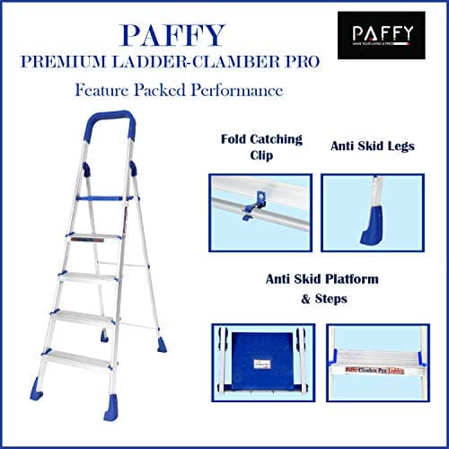 PAffy Premium Light Weight Aluminium Heavy Duty Folding Step Ladder - Maple 5 Steps with 7 Years Warranty * Made in India 4