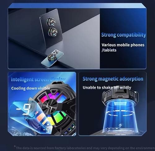 Cubonic Magnetic Mobile Cooling Fan Radiator Semiconductor with LED Light & Retractable Mobile Holding Clip (p60 with display) 3