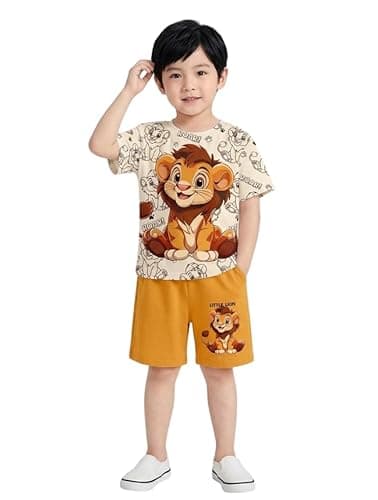 M.C Kids Dress for Boys | Cotton Half Sleeve Animal Printed T-shirt and Shorts Combo | Stylish Summer Wear Baby Boy Dress | Lightweight, Kids Dress Set (2-3 year)