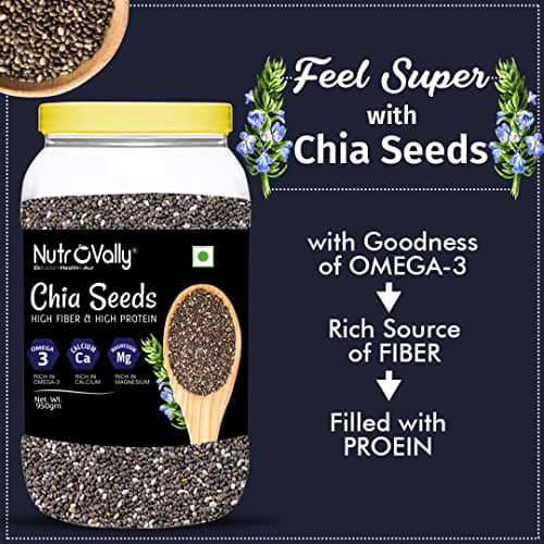 NutroVally Premium Chia Seeds, Flax Seeds & Pumpkin Seeds 1kg Each (Pack of 3 – 3kg Total) | Rich in Omega-3, Fiber, Protein & Antioxidants | Natural Superfood for Smoothies, Baking & Healthy Snacks 3