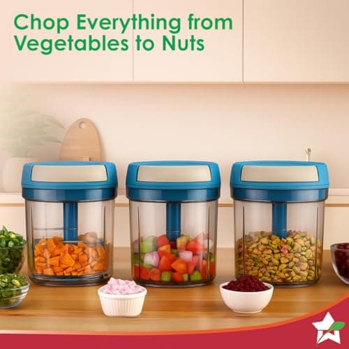 Wonderchef Pulse Vegetable String Chopper | Vegetable Cutter | 900ml | 6 Sharp Stainless-steel Blades for Precise Cutting | Transparent Bowl | Anti-slip Design | 1-Year Warranty 2
