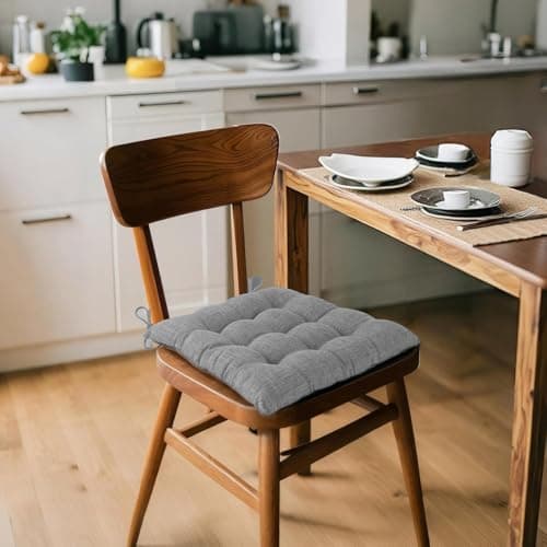 PrettyKrafts Soft Cotton Chair Cushion Pad 40×40×4 cm (Grey) | Comfortable Washable Seat Pad for Dining, Office & Study Chairs | Thick, Durable Sitting Cushion 3