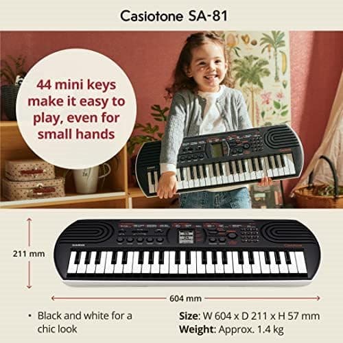 Casiotone Mini Keyboard SA-81 with Piano tones, Black 5