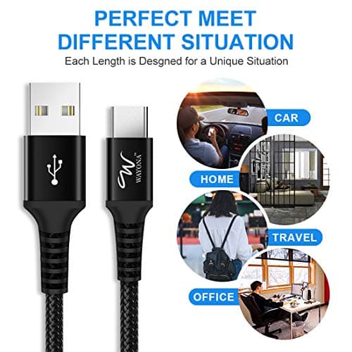 Wayona Type C Cable 65W Nylon Braided Quick Charger Fast Charging Compatible for Samsung Galaxy S24 S23 S22 S21 S20 S10, iPhone 15 Series, Z Fold 4 3/Flip 4 5G (1M, Black) 4