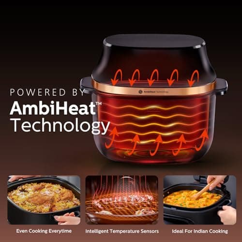 Philips OneChef Smart All in One Cooking Device | 33-in-1 Functions (Air Fry, Stir Fry, Steam, Boil and Curry) | AmbiHeat Technology for Perfect Indian Cooking | 6L Capacity | 2 years Warranty 6