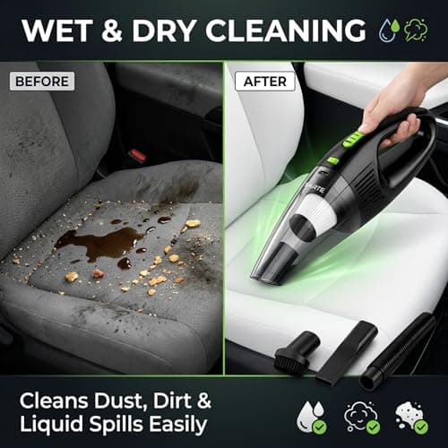 SARTE Car Vacuum Cleaner 6000Pa High Power Suction 2 in 1 Wet and Dry Portable 12V DC Handheld Vacuum Cleaner with HEPA Filter and Blower Accessories for Deep Cleaning in Cars for SUV Interior 4
