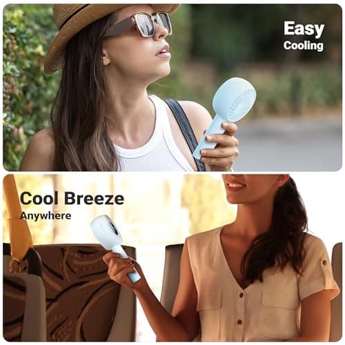 Zebronics Heat Buster 200, Portable Hand Fan, Upto 12h Backup, 3600mAh Rechargeable Battery, 5 Speed Modes, Upto 5.9m/s Airflow, LED Display, for Travel, Makeup, Office, Home (Blue) 5