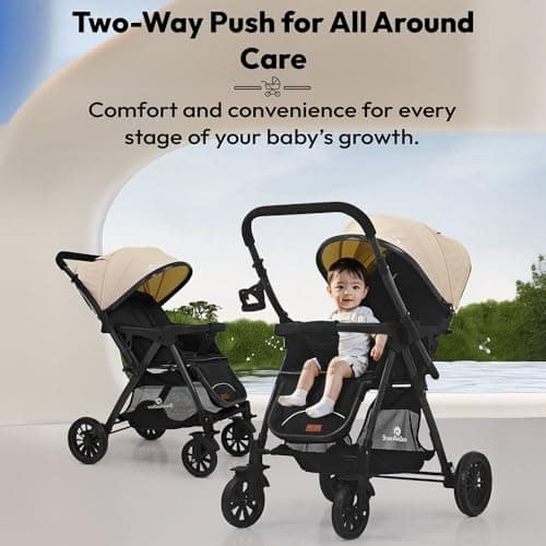 StarAndDaisy Foldable Baby Stroller for 0-3 Years Infant & Toddler / Travel Pram for Baby with Storage basket & Lockable Wheels, Multi-Level Recline & Adjustable Footrest, Removable Tray , Safety Harn 5