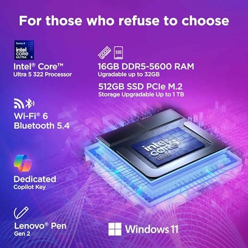 Lenovo IdeaPad 5 2-in-1 Convertible Laptop Intel Core Ultra 5 322 16GB RAM 512GB SSD 14" (35.5cm) WUXGA IPS Copilot+PC Windows 11 MS365 Basic+Office 2024 Lenovo Pen 2 1Yr ADP Grey 1.54Kg 83UG000HIN 4