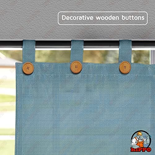 HIPPO Outdoor Balcony Sun, UV & Dust Protection Curtain HDPE Light Filtering 150 GSM Tab-Top Loop with Decorative Button Curtains for Home, Garden, Varanda, Hotel (Cool-Blue, 4.5FTX7.5FT, 2 PC) 4