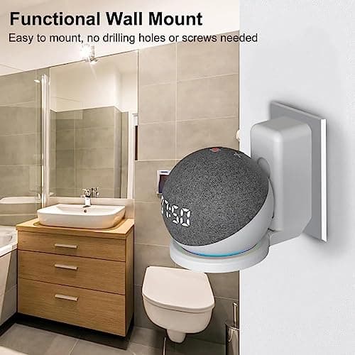 JERN® Wall Mount for Alexa Echo Dot 4th Generation, Space-Saving Solution Wall Mount Holder with Cord Management for Your Smart Home Speakers (Black) 4