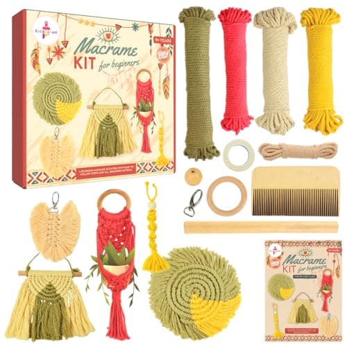 Kalakaram Macrame Kit for Beginners | DIY Art & Craft Kit for Kids, Teens & Adults | DIY Embroidery Activity Craft Set | Learn Knotting, Wall Hanging, Keychain & Handmade Décor | Birthday Gift for Gir