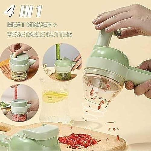 4-in-1 Electric Choppers - Multi-Function Food Processor, Mini Chopper, Garlic Masher, Slicer & Dicer - Compact Kitchen Gadget, Electric Mini Chopper, Vegetable Chopper, 250ml Bowl Capacity 2