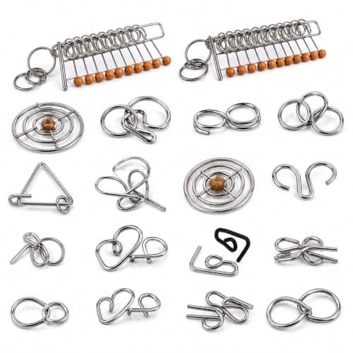 Craveon 20 Piece Metal Wire Brain Teaser Puzzle Set, IQ Logic Game for Kids & Adults 2