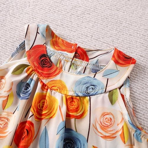 Hopscotch Baby Girls Floral Print Sleeveless Multicolor Casual Dresses for Ages (6-9 Months) 3