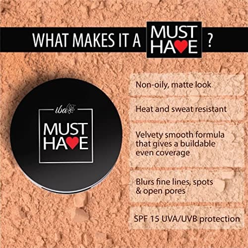 Iba Must Have Velvet Matte Pressed Compact Powder - Pure Ivory, 9G High Coverage, Ultra Blendable, Face Makeup, Spf 15, Oil Free Fresh Matte Finish Look, Halal Certified & Vegan Makeup - All 3