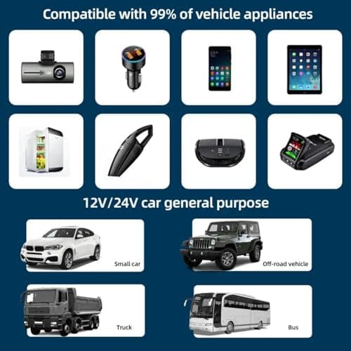 DETACHI Car Charger 3.1A Dual USB Fast Charging Adapter with 12V/24V Socket Lighter Socket Splitter, LED Charging Indicator, Universal Mobile Charger for Phone, GPS, Dash Cam & Car Accessories 5