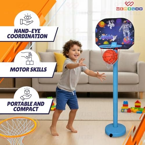 Wembley Basketball Game for Kids | Indoor Mini Hoop Playset with Ball & Net | Height Adjustable Stand with Scoreboard | Easy to Assemble Basketball Toy for Boys & Girls 3+ Years 5