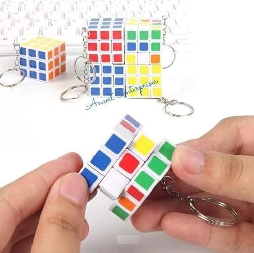 ANANT ENTERPRISES 3 Pcs Mini 3x3 Magic Speed Puzzle Cube Keychain – Keyring Key Chain Toy for Kids & Adults – Return Gifts Bulk, Pinata Filler, Birthday Party Favors, Goody Bag Stuffers (Pack Of 3) 5