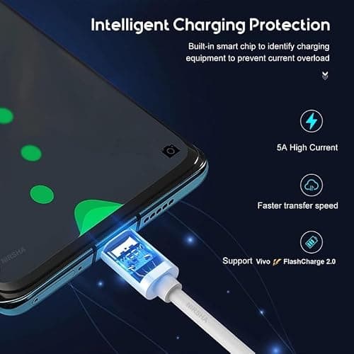 Vivo 80w Original Flash Charger USB-A Adapter Compatible with Vivo V25 5G/V23 5G/V23 E 5G/V23PRO 5G/Y35/Y75/Y73/V25/V23/V325E/V21/V21 PRO/V20 PRO/V20/V19/ T180w/IQOO Z6/Z6 LITE 5G 4