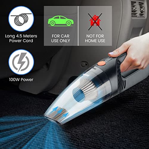 AGARO Cordless Rechargeable Car Vacuum Cleaner, Portable, Handheld,100W, 5.5KPAPower Socket, Stainless Steel Filter, Black HVC1081 2