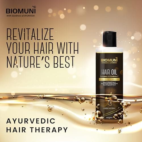 BIOMUNI Advanced Hair Growth Oil with Goodness of Ayurveda | Blend of 10 Natural Ingredients- Rosemary + Bhringraj + Castor + Olive + Coconut + Basil + Sunflower + Hibiscus + Peppermint + Vitamin E |  2