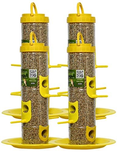 Skybeings Bird Feeder for Bird Food Large 4 Piece_Yellow