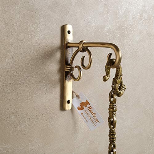 Two Moustaches 100% Pure Brass Wall Lantern Diya Hanger, Planter Hangers, Lanterns Wind Chimes Hanging Baskets Ornaments, Diya Hanger Brass, Hangers for Wall (6.5 x 1 x 7 Inches, Brown, Pack of 1) 4